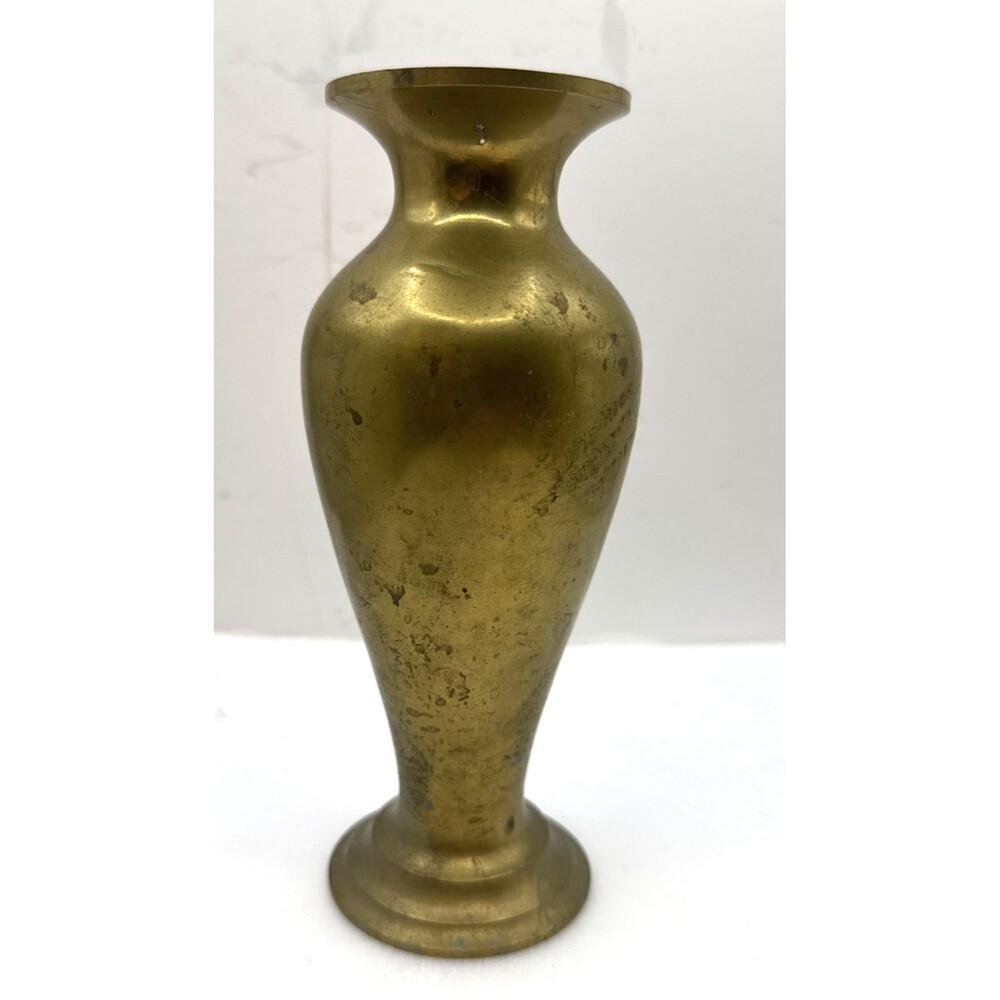 Vintage Brass Bud Vase Urn 6.5 Inch Flared Rim Made in Taiwan Republic of China